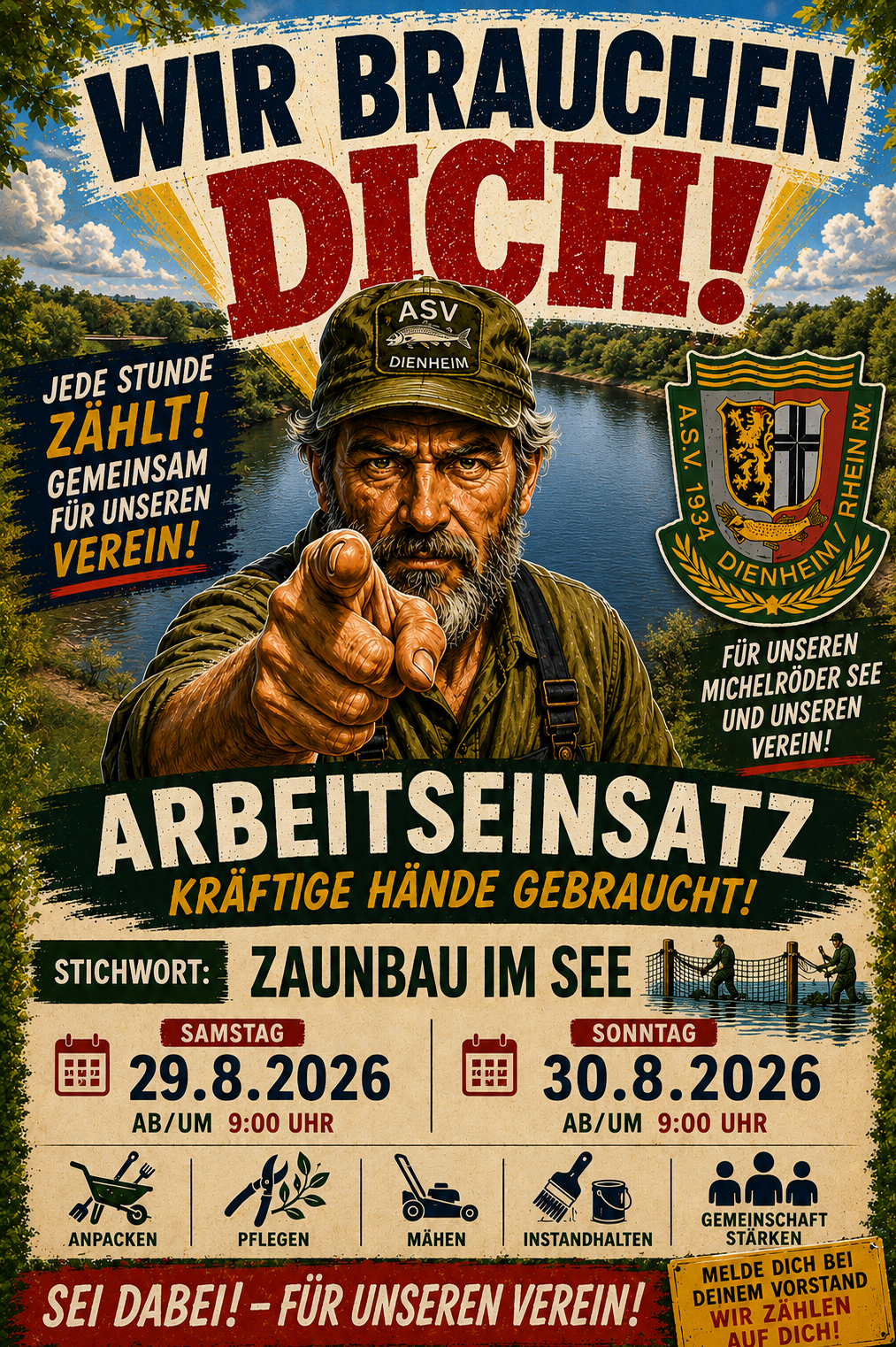 Zaunbau im See am 29.08. und 30.08.2026 ab 9:00 Uhr